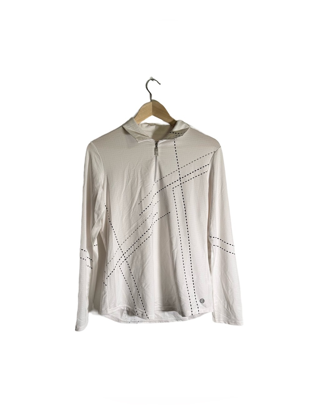 Bette & Court Quarter Zip Long Sleeve Polo Shirt Womens Medium White Golf Tennis